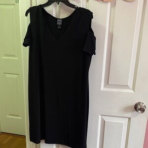 Good Luck Gem Black Cold Shoulder Mini Dress